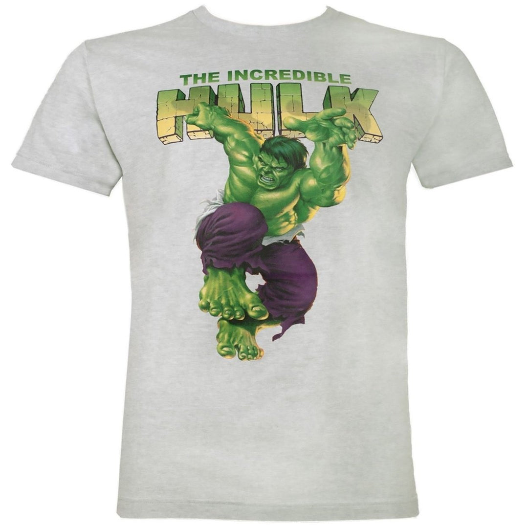 The Incredible Hulk Jump Mens Grey T-Shirt Image 1