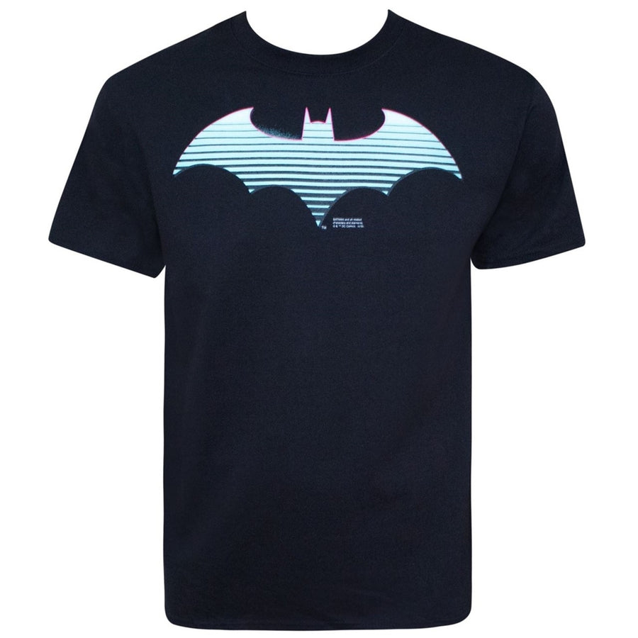 Batman Neon Symbol Mens T-Shirt Image 1