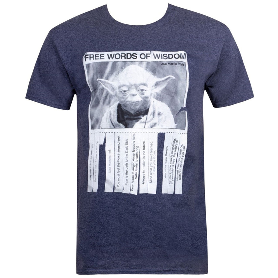 Star Wars Yoda Words Of Wisdom Heather Navy Blue Mens T-Shirt Image 1