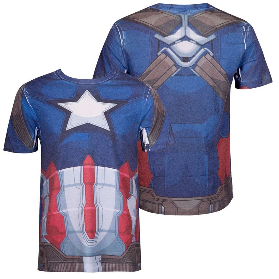 Captain America Costume Sublimated Mens T-Shirt Image 1