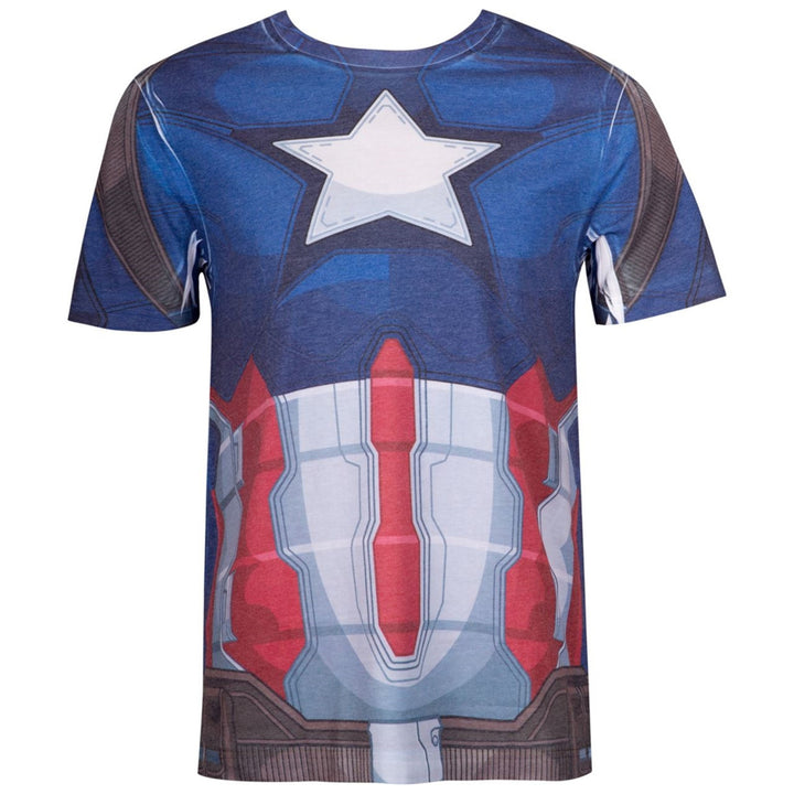 Captain America Costume Sublimated Mens T-Shirt Image 2