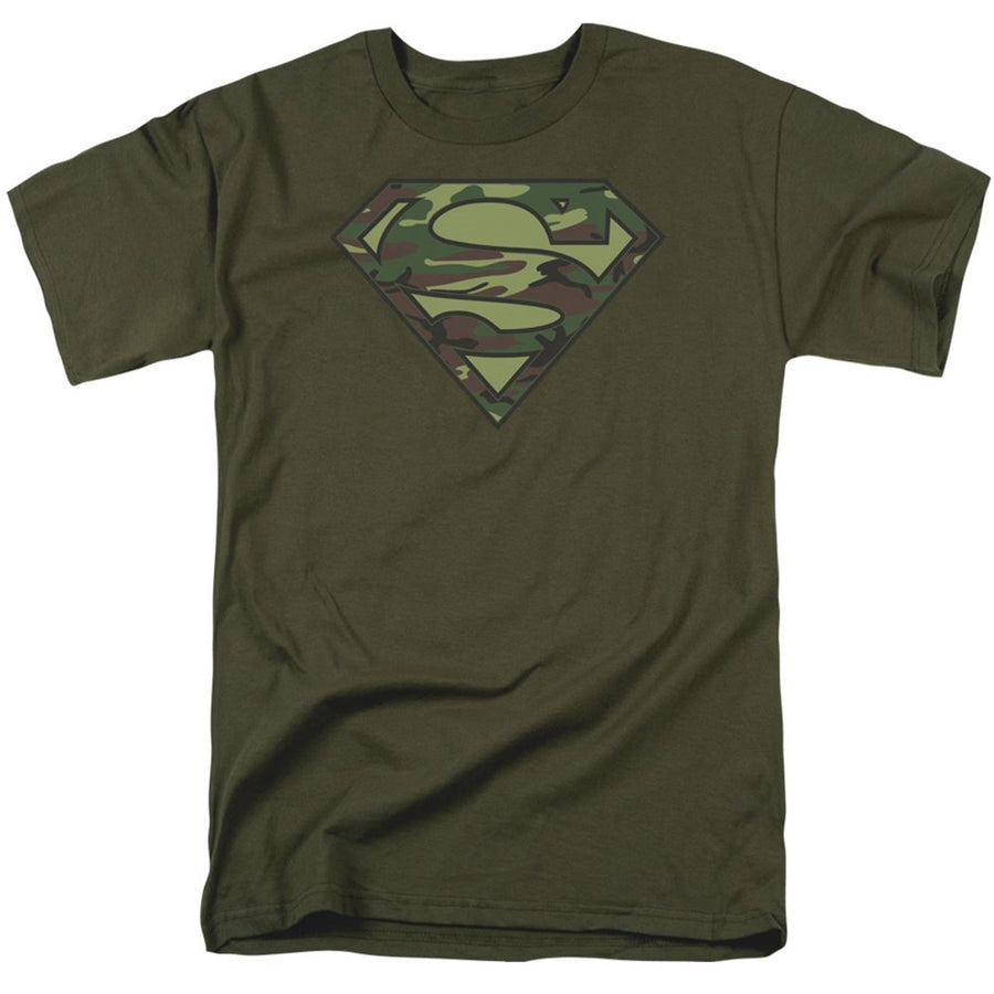 Superman Camo Symbol on Military Green Mens T-Shirt Image 1