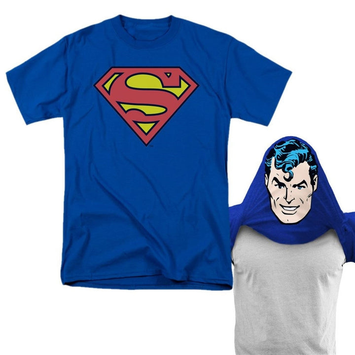 Superman Reversible Mask Mens T-Shirt Image 1