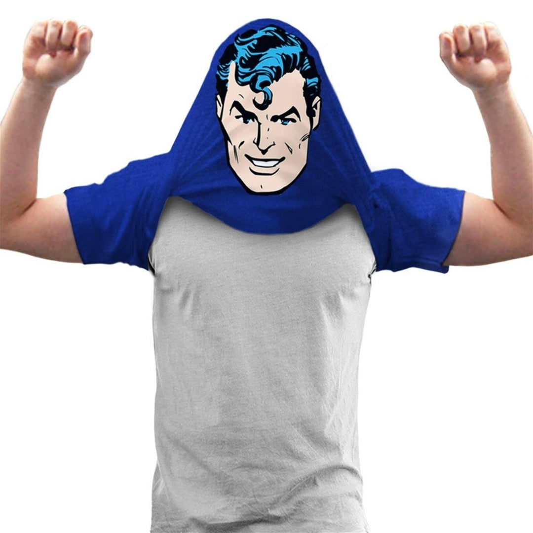 Superman Reversible Mask Mens T-Shirt Image 2