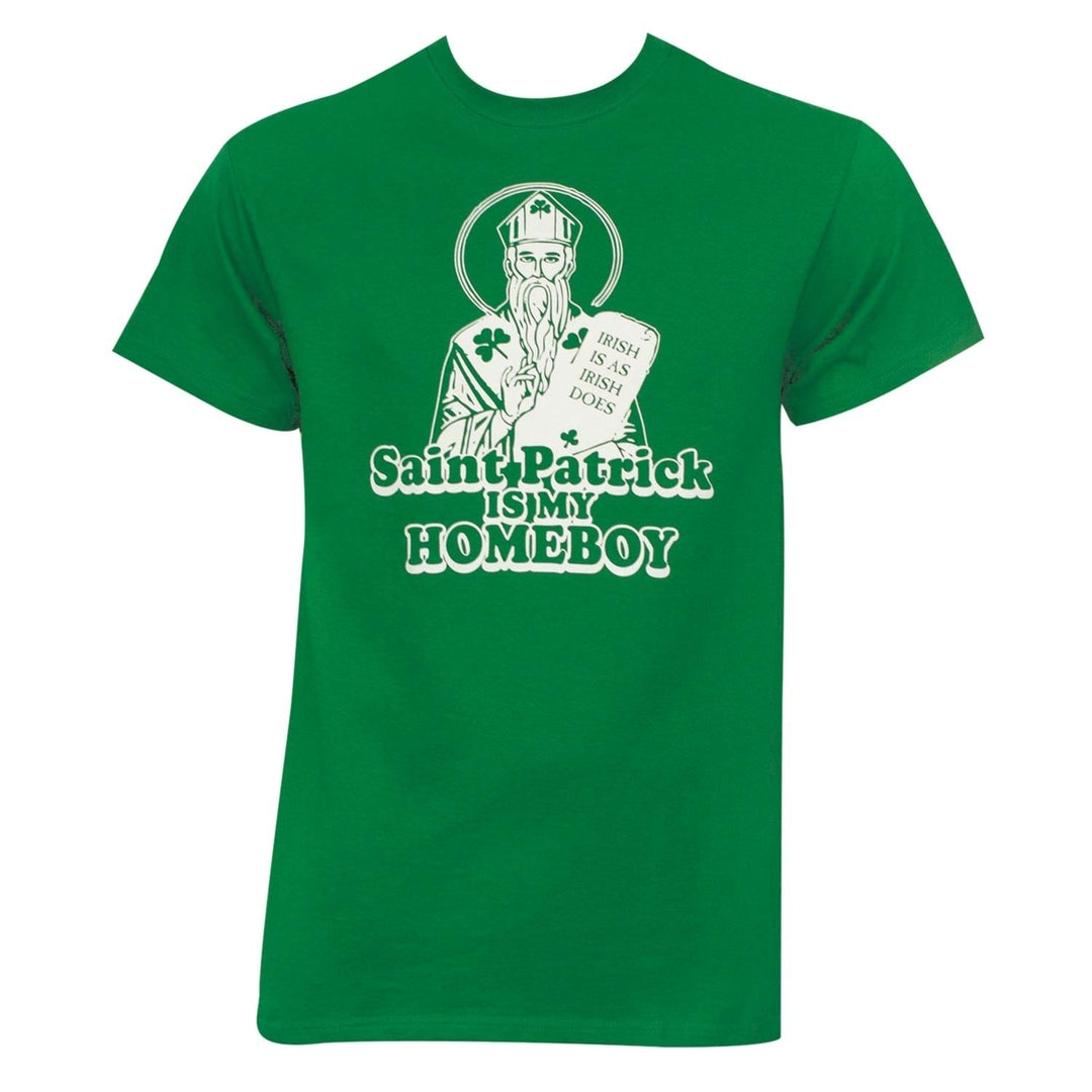 Saint Patrick Is My Homeboy Kelly Graphic Mens Green T-Shirt Image 1