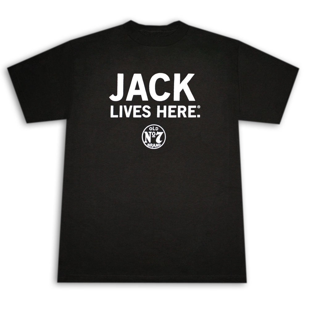 Jack Daniels Jack Lives Here Old. No 7 Logo Mens Black T-Shirt Image 1