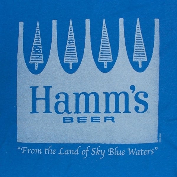 Hamms Blue Mens Crown Beer Tee Shirt Image 2