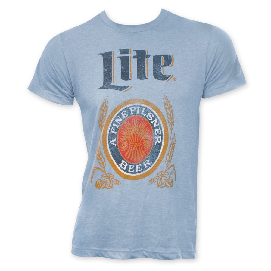 Miller Lite Classic Logo Mens Light Blue T-Shirt Image 1