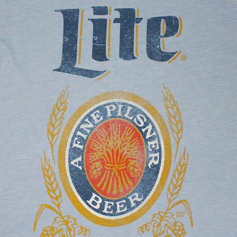 Miller Lite Classic Logo Mens Light Blue T-Shirt Image 2