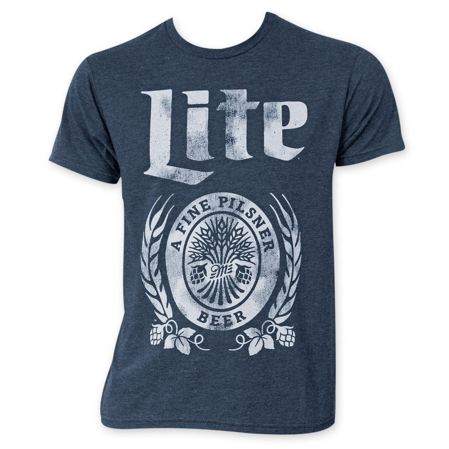 Miller Lite Distressed Logo Navy Blue T-Shirt Image 1