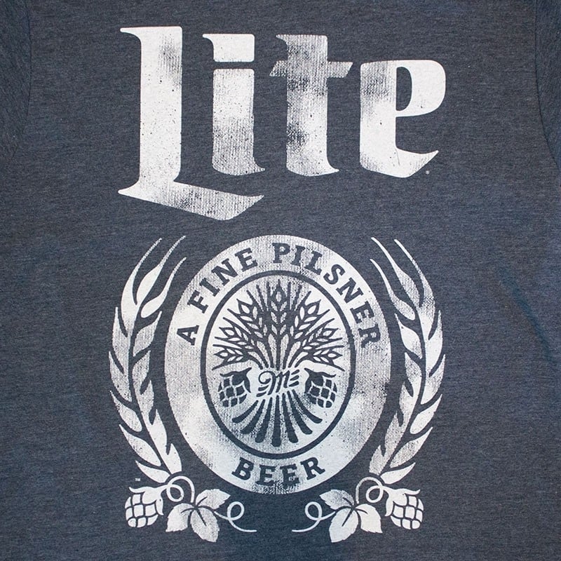 Miller Lite Distressed Logo Navy Blue T-Shirt Image 2