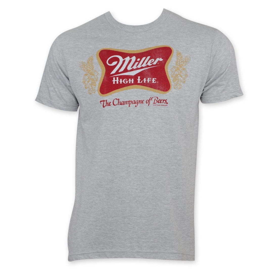 Miller High Life Mens Gray Classic Logo T-Shirt Image 1