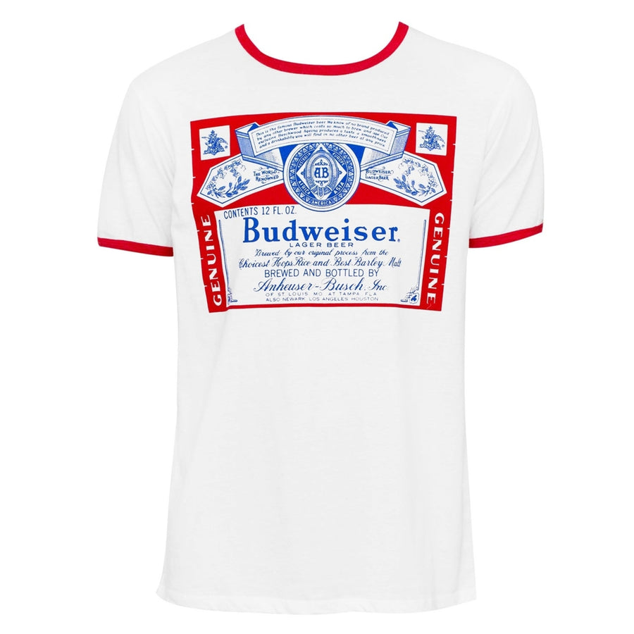 Budweiser White Ringer Tee Shirt Image 1