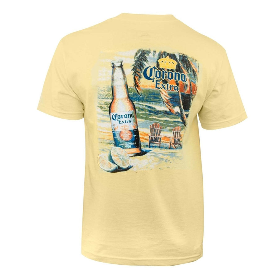 Corona Extra Beach Scene Yellow Tee Shirt Image 1