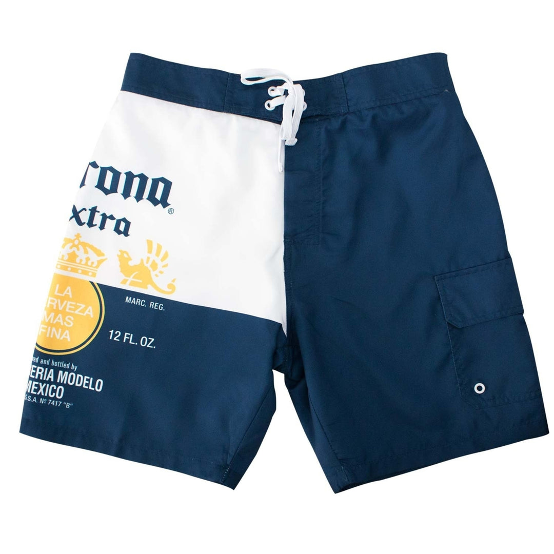 Corona Extra Bottle Label Mens Board Shorts Image 1