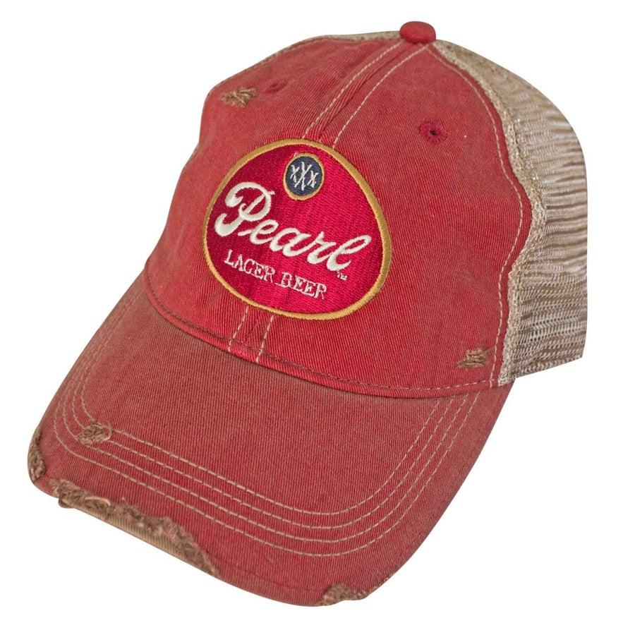 Pearl Lager Retro Brand Orange Mens Trucker Hat Image 1