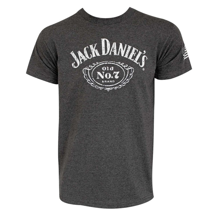 Jack Daniels Cartouche Heather Grey Tee Shirt Image 1