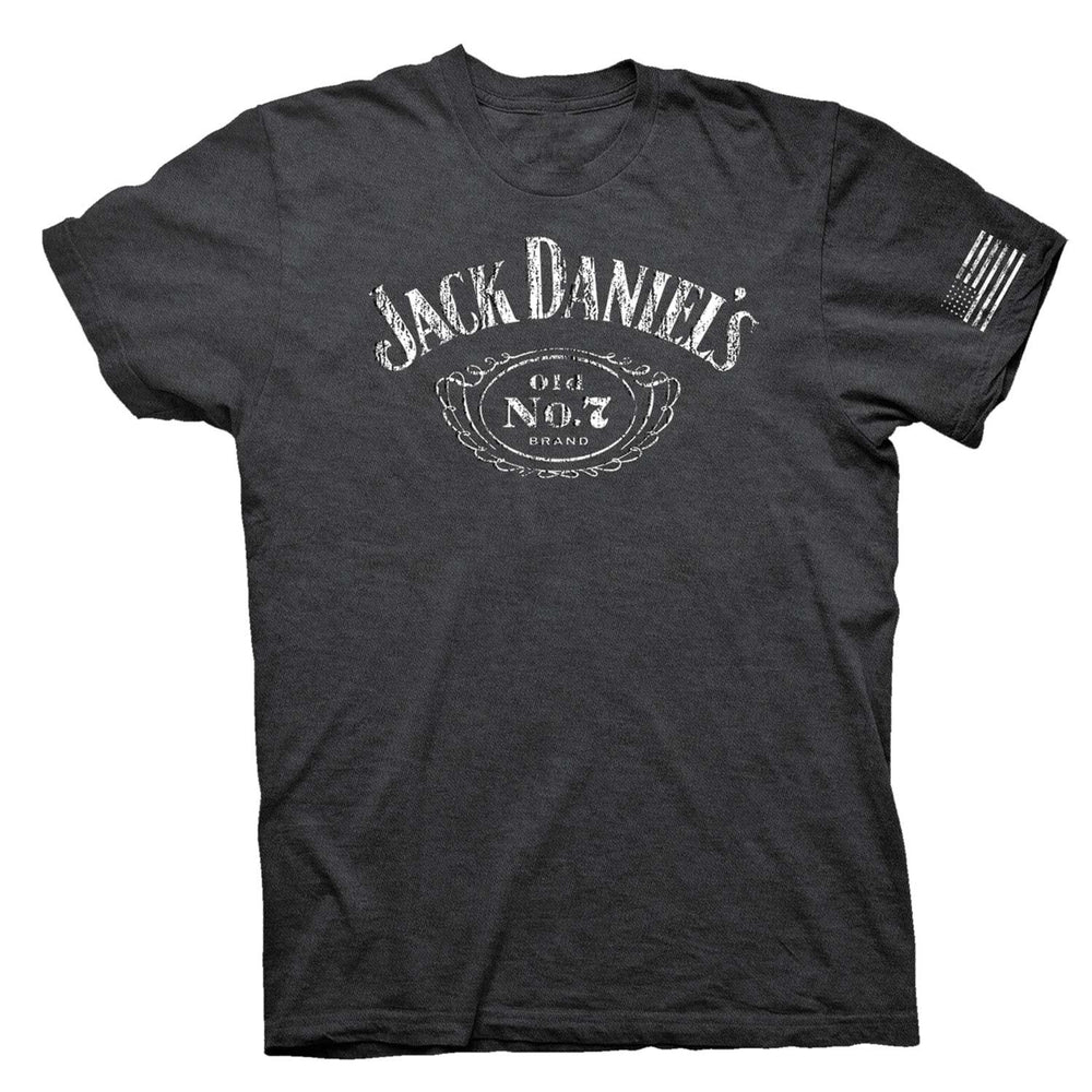 Jack Daniels Cartouche Heather Grey Tee Shirt Image 2