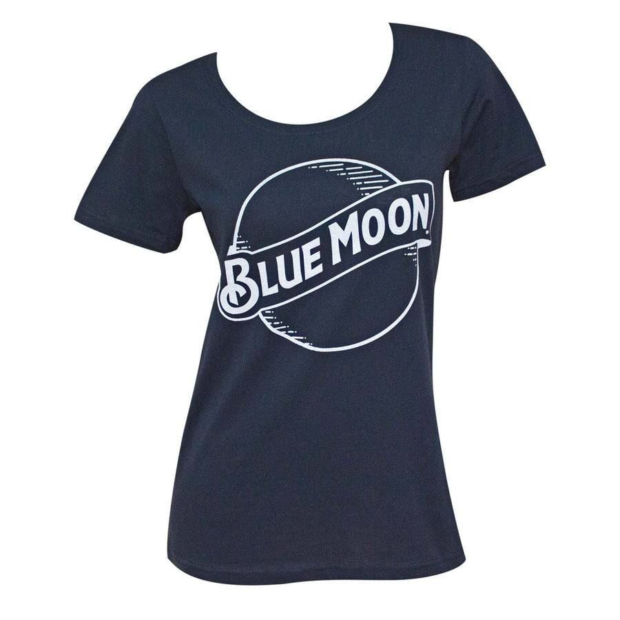 Blue Moon Round Logo Lades Navy Blue Tee Shirt Image 1