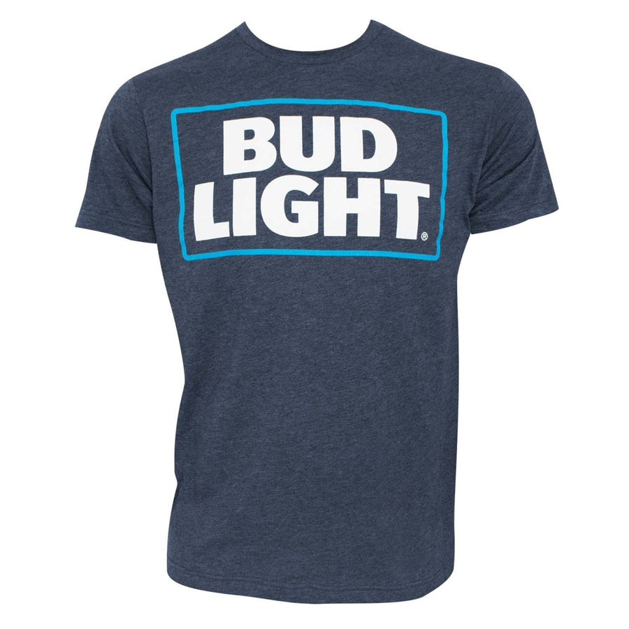 Bud Light Basic Logo Heather Navy Blue Tee Shirt Image 1