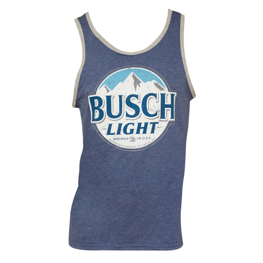 Busch Light Logo Mens Ringer Blue Tank Top Image 1