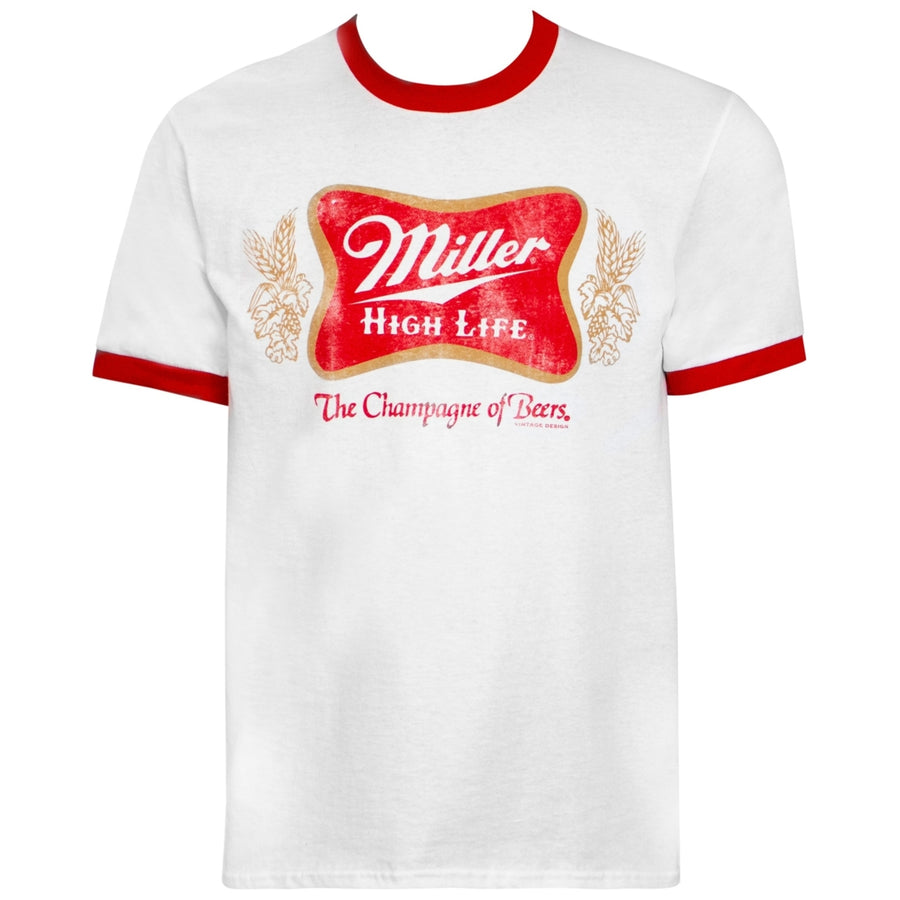 Miller High Life Logo White And Red Ringer Tee Shirt Image 1