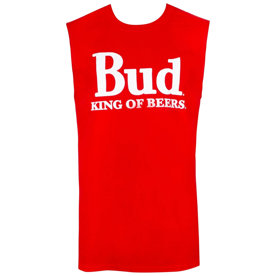 Budweiser Mens Red Sleeveless King Of Beers Tank Top Image 1