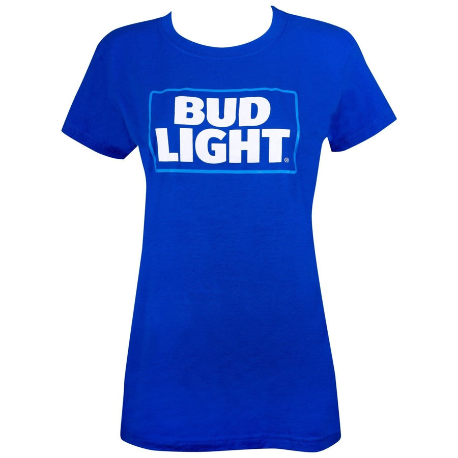 Bud Light Logo Womens Blue Tshirt Image 1