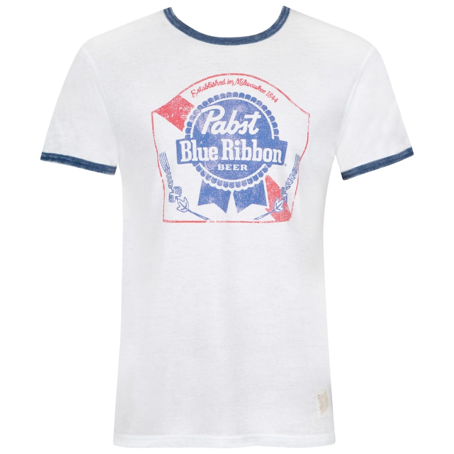 Pabst Blue Ribbon White Navy Ringer Tee Shirt Image 1