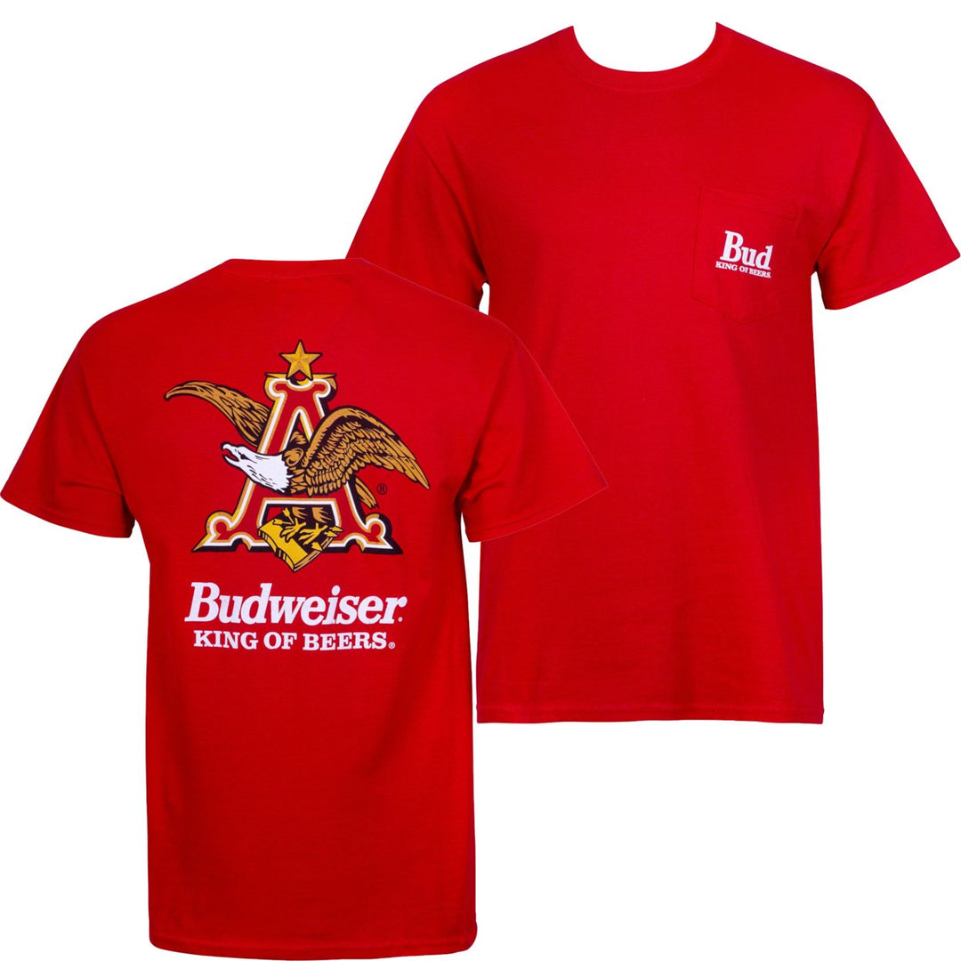 Budweiser Vintage Logo Red Pocket Tee Shirt Image 1