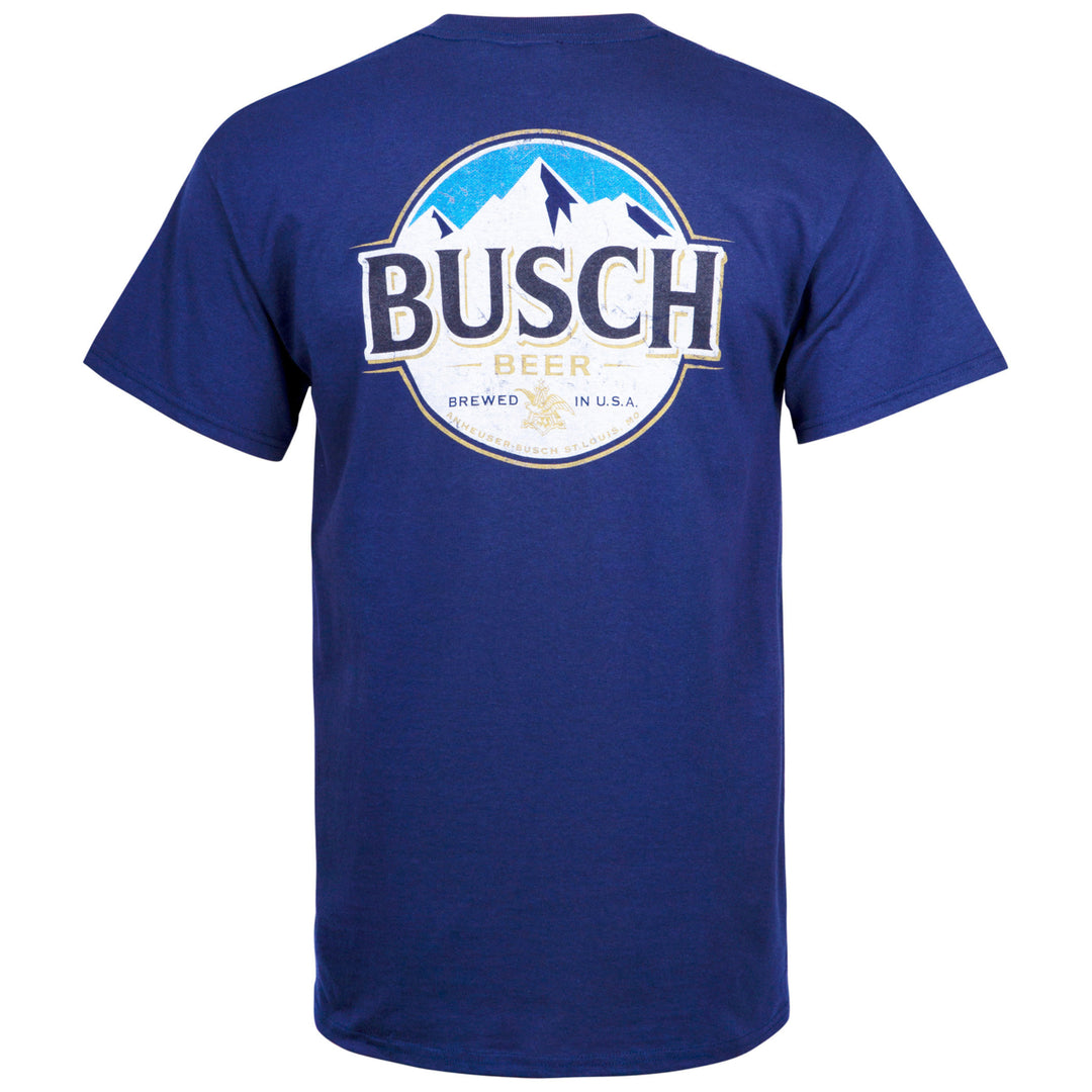 Busch Front And Back Print Blue Pocket Tee Shirt Image 2