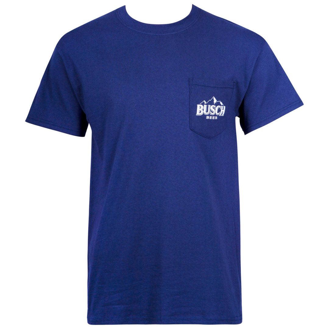 Busch Front And Back Print Blue Pocket Tee Shirt Image 3