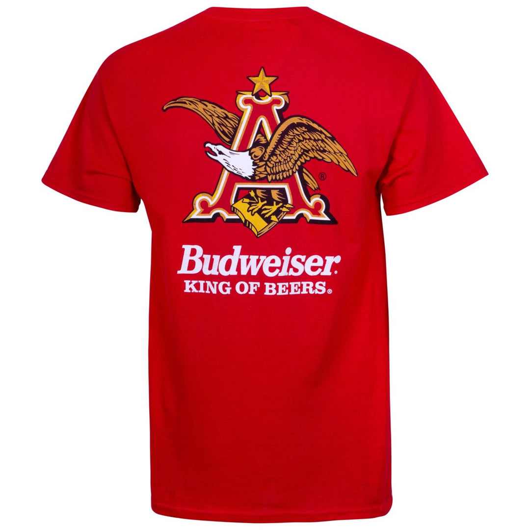 Budweiser Vintage Logo Red Pocket Tee Shirt Image 2