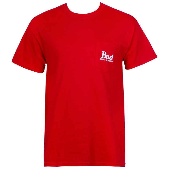 Budweiser Vintage Logo Red Pocket Tee Shirt Image 3