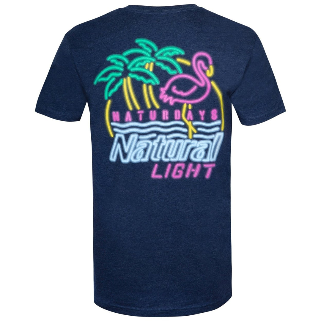 Natural Light Naturdays Neon Sign Navy Blue Tee Shirt Image 2