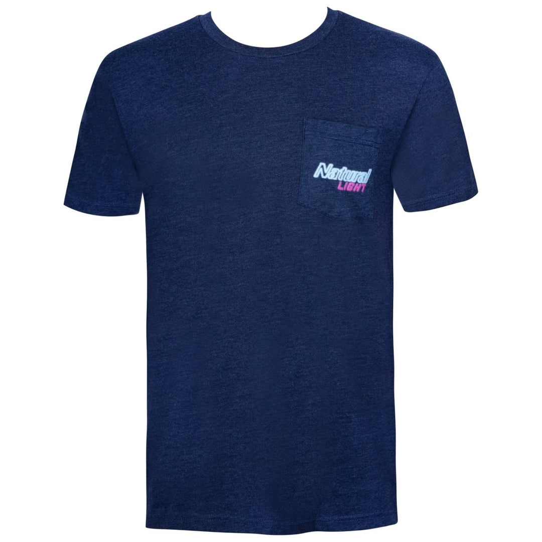 Natural Light Naturdays Neon Sign Navy Blue Tee Shirt Image 3