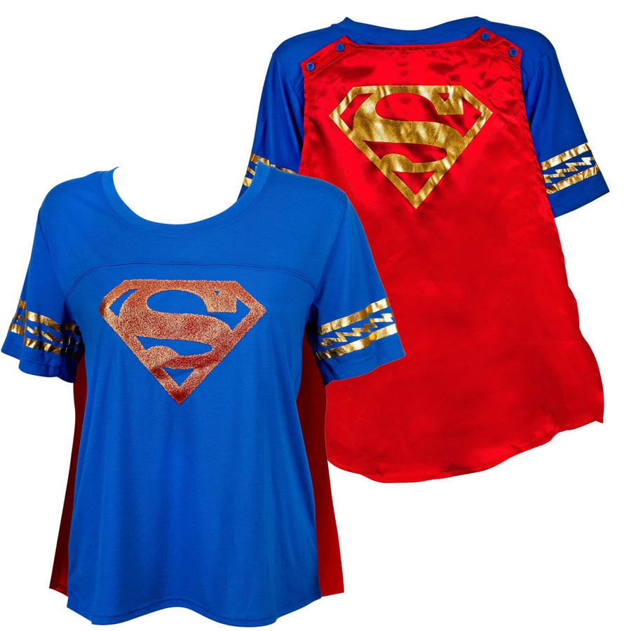 Supergirl Symbol with Cape Womens T-Shirt Image 1