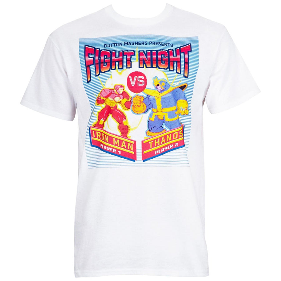 Fight Night Iron Man Vs. Thanos Arcade Style Mens T-Shirt Image 1
