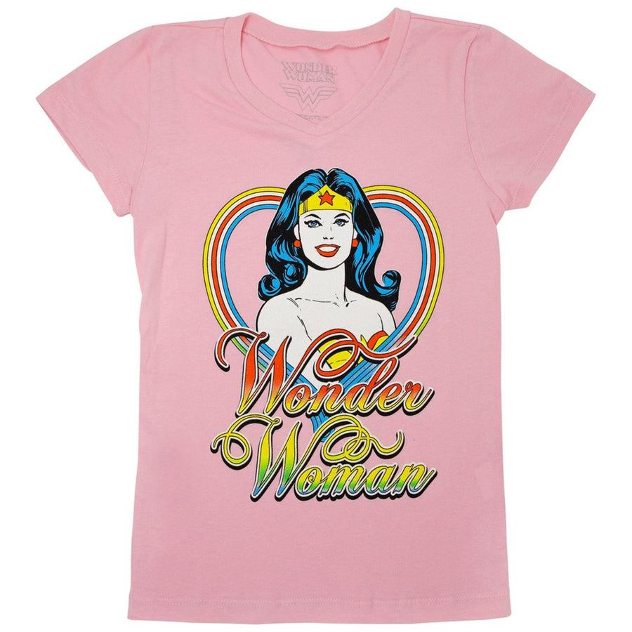Wonder Woman Girls Pink T-Shirt Image 1