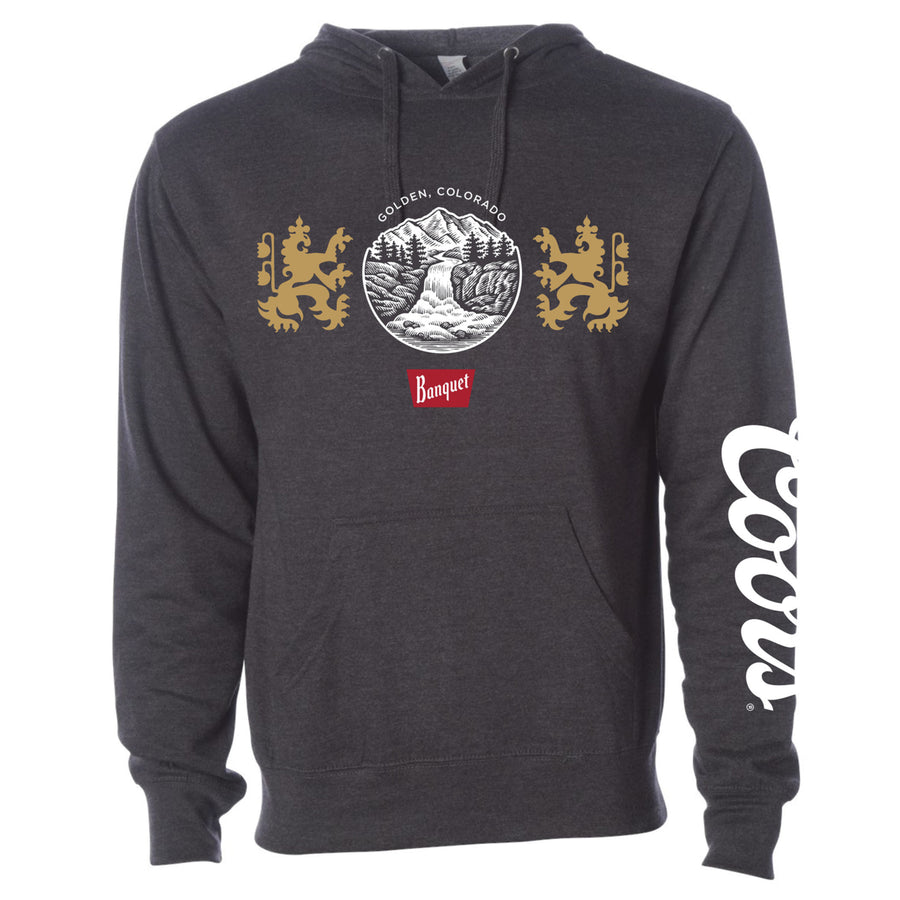 Coors Beer Banquet Waterfalls Dark Grey Hoodie Image 1