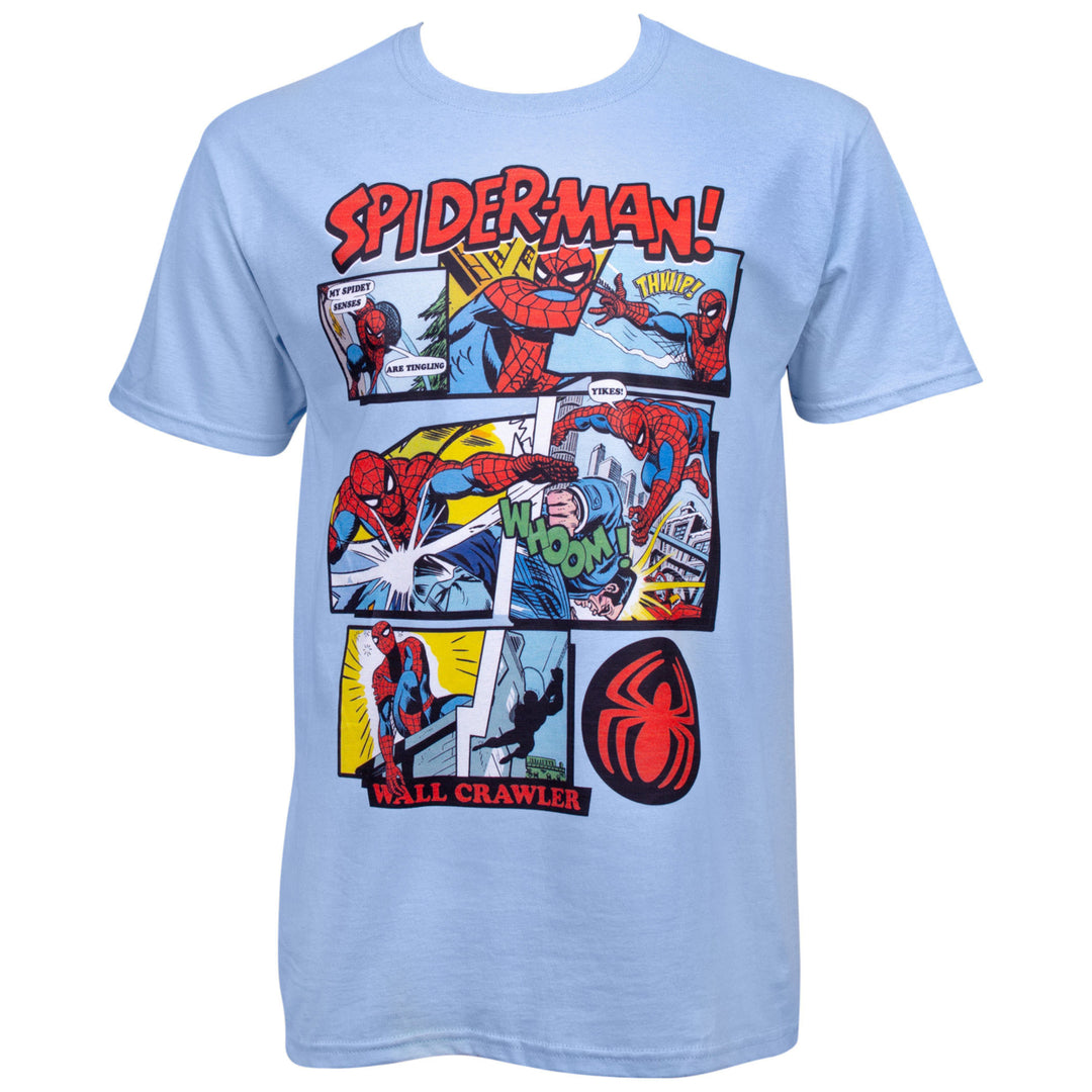 Spider-Man Comic Panels Blue T-Shirt Image 1