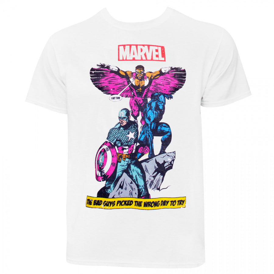 Avengers Cap Falcon Panther T-Shirt Image 1