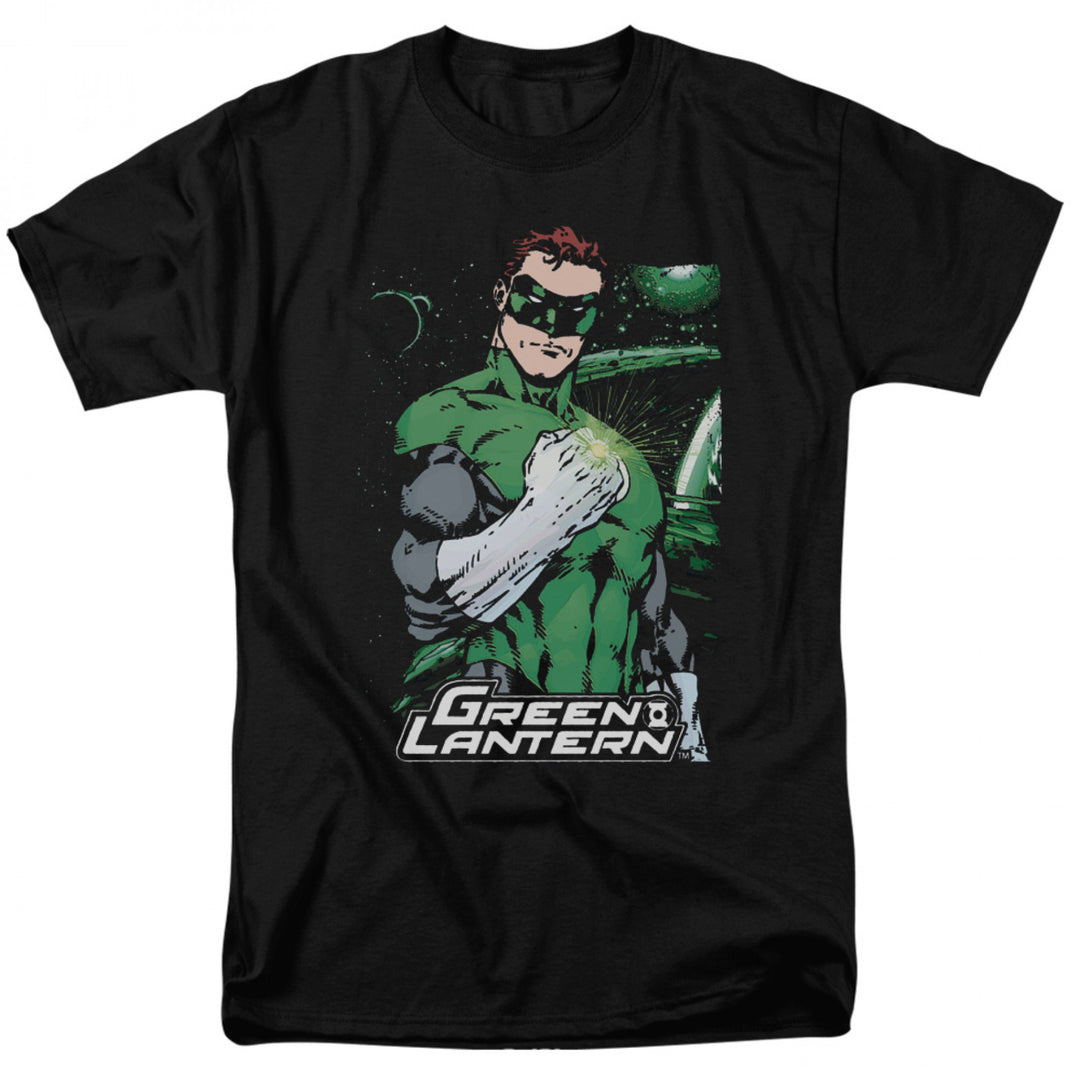 Green Lantern Fist Flare Mens Black T-Shirt Image 1