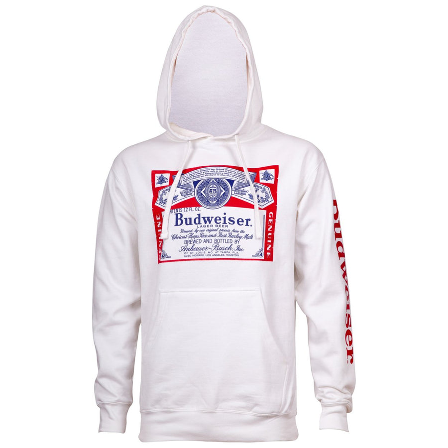 Budweiser Beer Mens White Hoodie Image 1