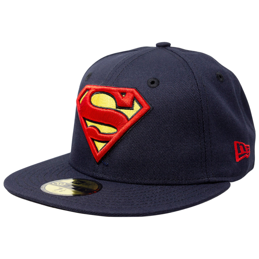 Superman Classic Symbol on Navy Era 59Fifty Fitted Hat Image 1