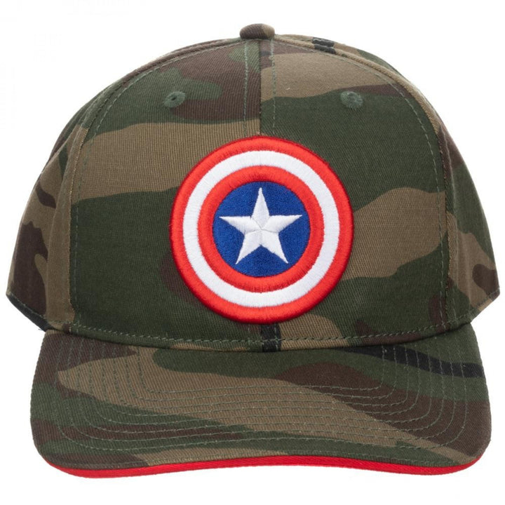 Captain America Camo Pre-Curved Bill Adjustable Snapback Hat Image 2