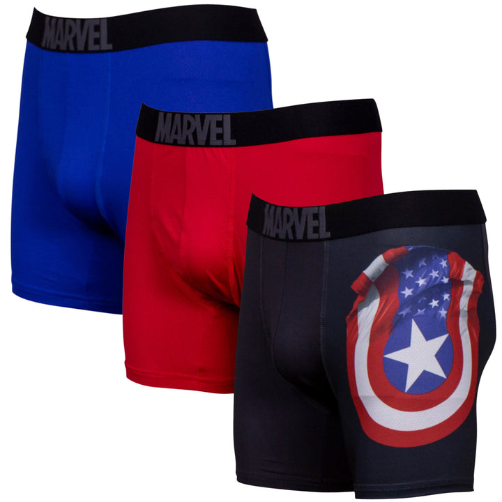 Captain America Performance Mesh Underwear Boxer Briefs 3-Pair Pack Image 1