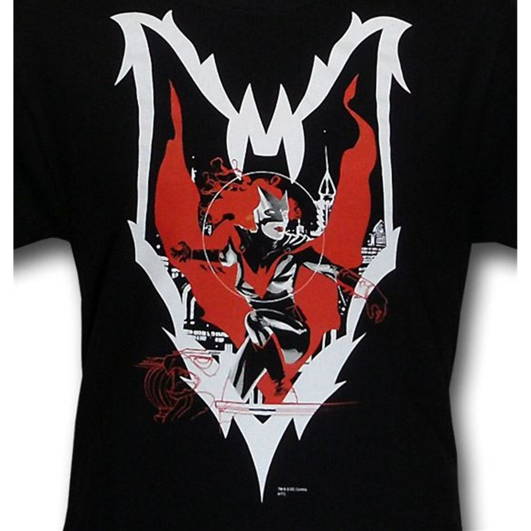 Batwoman Character Action Pose Inside Symbol T-Shirt Image 3