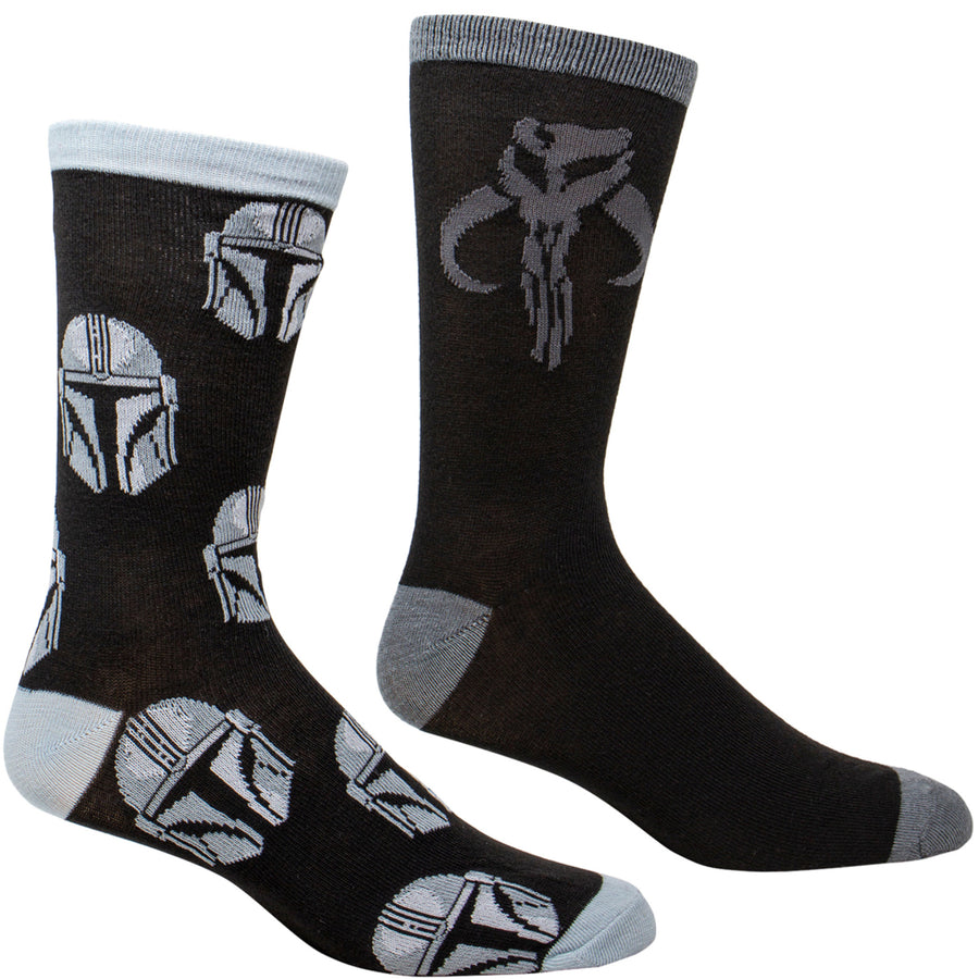 Star Wars The Mandalorian Helmet All Over Print and Mythosaur Sigil 2-Pack Socks Image 1