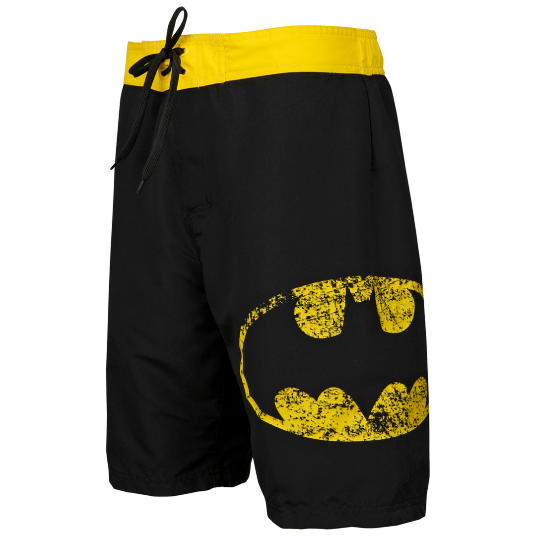 Batman Symbol Heather Black Board Shorts Image 1